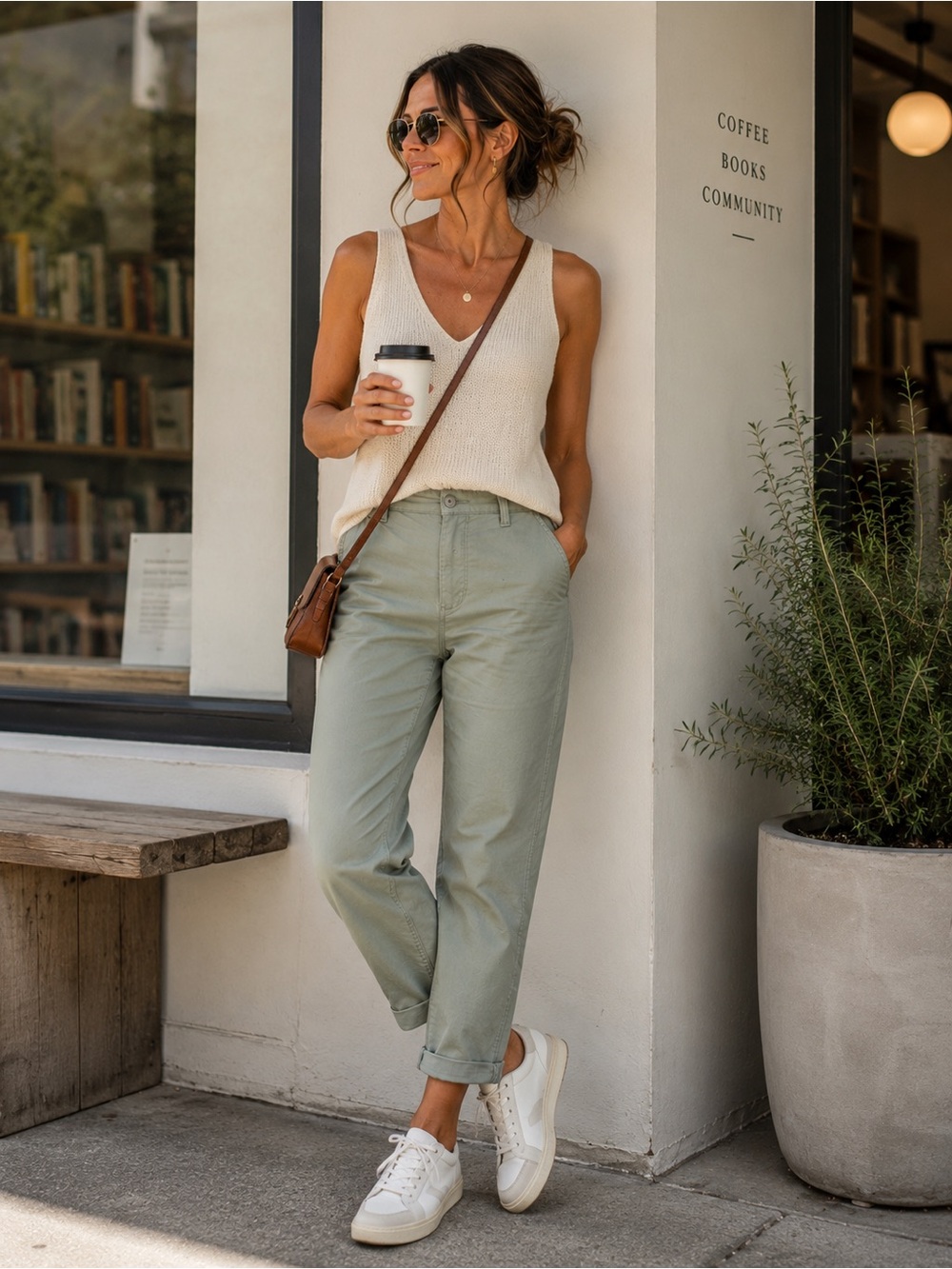 GAP Sage Green Chino Pants | Relaxed Straight Leg Stretch Cotton Trousers